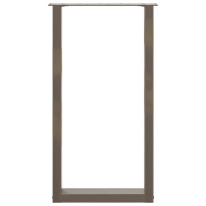 Крака за бар маса, U-образни, 2 бр., естествена стомана, 40 x (90-91) см, стомана