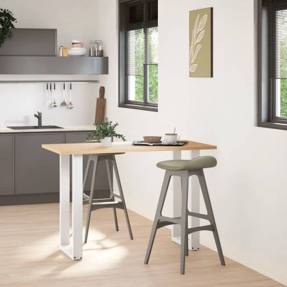 Крака за бар маса, U-образни, 2 бр., бели, 50x(90-91) см, стомана