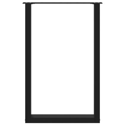 Крака за бар маса, U-образни, 2 бр., черни, 60 x (90-91) см, стомана