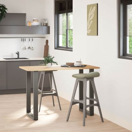 Крака за бар маса, U-образни, 2 бр., антрацит, 60x(90-91) см, стомана