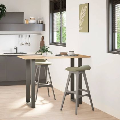 Крака за бар маса, U-образни, 2 бр., антрацит, 40 x (100-101) см, стомана