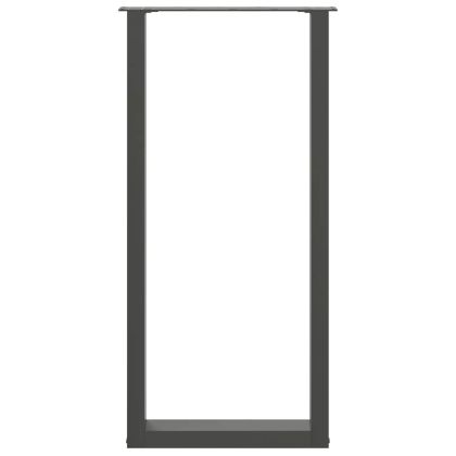 Крака за бар маса, U-образни, 2 бр., антрацит, 40 x (100-101) см, стомана