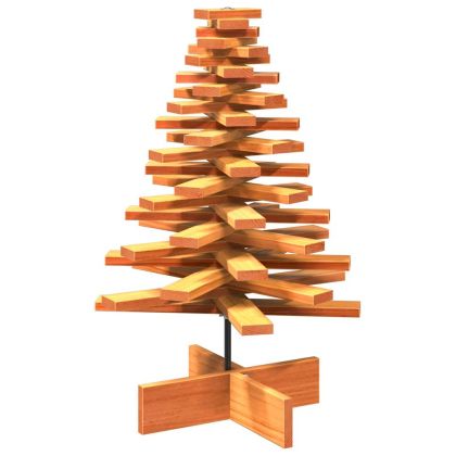 Дървена коледна елха за декорация восъчнокафяв 80 см бор масив