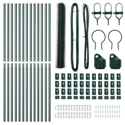 Оградa с колчета Зелен 1.4 x 25 m Покрит със PVC стомана