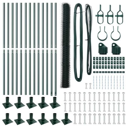 Оградa с колчета Зелен 1.4 x 25 m Покрит със PVC стомана