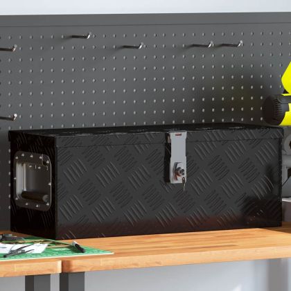 Кутия за съхранение, черна, 60x23,5x23 см, алуминий