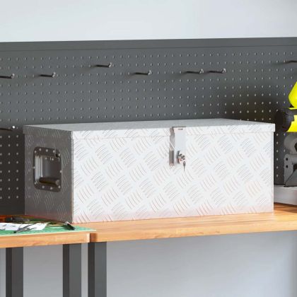 Кутия за съхранение, сребриста, 70x31x27 см, алуминий