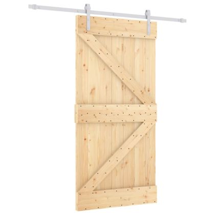 Плъзгаща врата с монтажни части, 100x210 см, борово дърво масив
