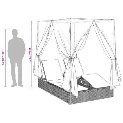 Двуетажно шезлонг с покрив Светлосиво 205 x 129 x 200 см