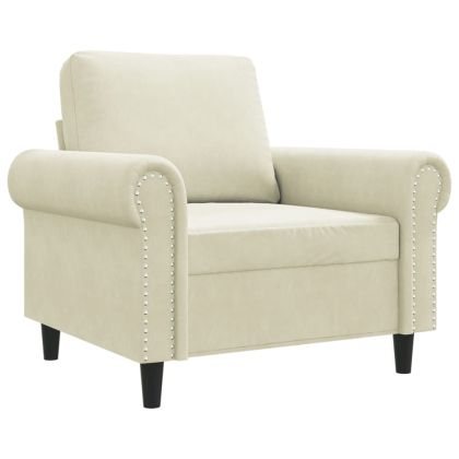 Кресло, кремаво, 60 см, кадифе