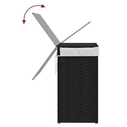 Кош за пране с капак, черен, 46x33x60 см, полиратан