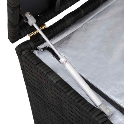 Градински сандък за съхранение, черен, 150x50x60 см, полиратан