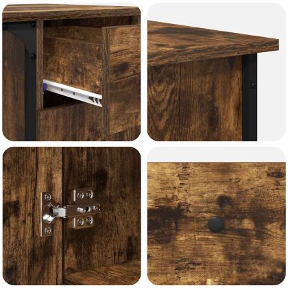 Бюро, опушен дъб, 141x141x75 см, инженерно дърво