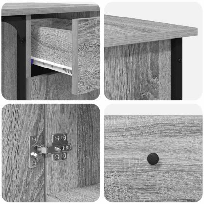 Бюро, сив сонома, 141x141x75 см, инженерно дърво