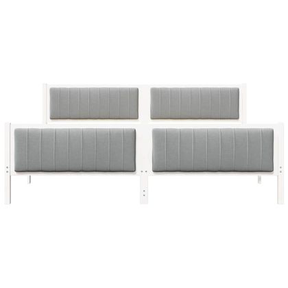 Рамка на леглото с таблото Бял и светлосив 200 x 200 cm