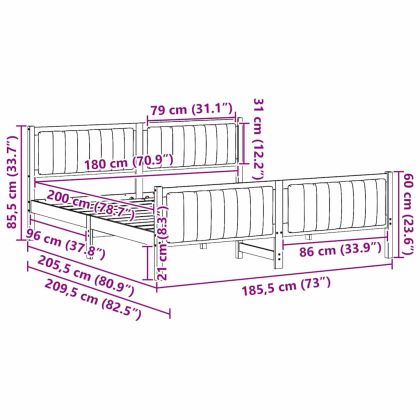 Рамка на леглото с таблото кафяво и тъмносиво 180 x 200 cm