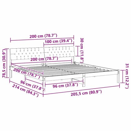 Рамка на леглото с таблото кафяво и тъмносиво 200 x 200 cm