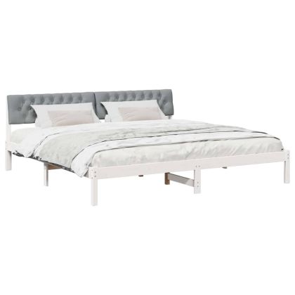 Рамка на леглото с таблото Бял и светлосив 200 x 200 cm