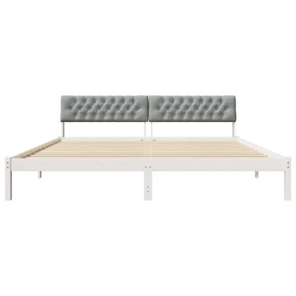 Рамка на леглото с таблото Бял и светлосив 200 x 200 cm