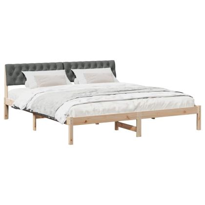 Рамка на леглото с таблото кафяво и тъмносиво 180 x 200 cm