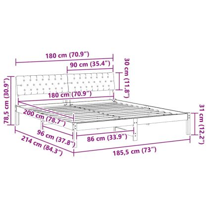 Рамка на леглото с таблото Бял и светлосив 180 x 200 cm