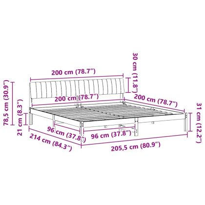 Рамка на леглото с таблото кафяво и тъмносиво 200 x 200 cm