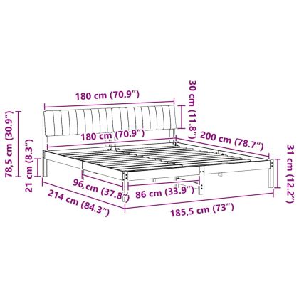 Рамка на леглото с таблото Бял и светлосив 180 x 200 cm