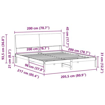 Рамка на леглото с таблото кафяво и тъмносиво 200 x 200 cm