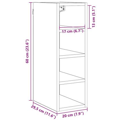 Висящ шкаф Riga Черен дъб 20 x 29,5 x 60 см Инженерно дърво