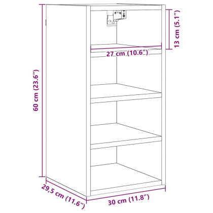 Висящ шкаф Riga Черен дъб 30 x 29,5 x 60 см Инженерно дърво