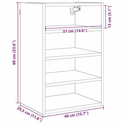 Висящ шкаф Riga Черен дъб 40 x 29,5 x 60 см Инженерно дърво
