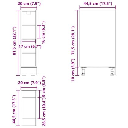 Кухненски базов шкаф с рафт Riga Черен дъб 20 x 44,5 x 81,5 см