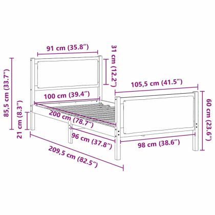 Рамка за легло с таблото Тъмен сив 100 x 200 cm текстил