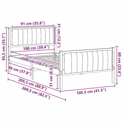 Рамка на леглото с таблото кафяво и тъмносиво 100 x 200 cm