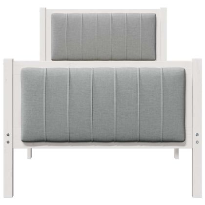 Рамка на леглото Бял и светлосив 75 x 190 cm Борово дърво масив