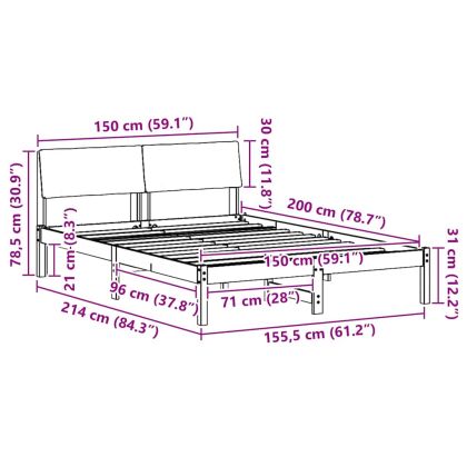 Рамка на леглото с таблото кафяво и тъмносиво 150 x 200 cm