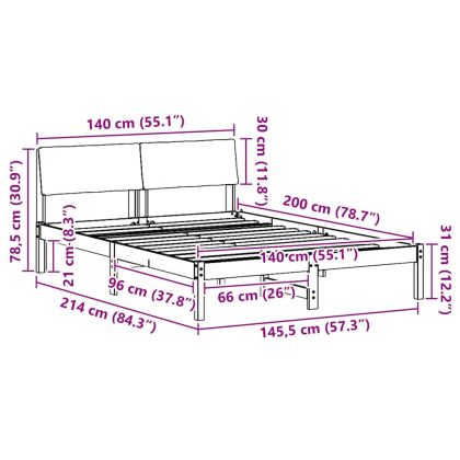 Рамка на леглото с таблото Кафяв и светло сив 140 x 200 cm