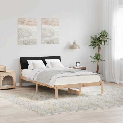 Рамка на леглото Кафяв и черен 120 x 200 cm Борово дърво масив