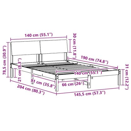 Рамка на леглото с таблото Кафяв и светло сив 140 x 190 cm