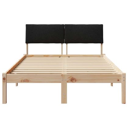 Рамка на леглото Кафяв и черен 120 x 190 cm Борово дърво масив