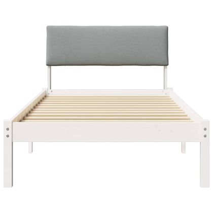 Рамка на леглото Бял и светлосив 90 x 190 cm Борово дърво масив