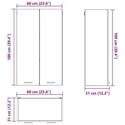 Висящ шкаф с врата Riga Дъб 60 x 31 x 100 см Инженерно дърво