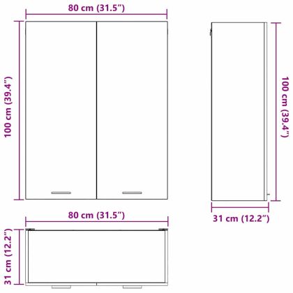 Висящ шкаф Riga Черния дъб 80 x 31 x 100 см Инженерно дърво