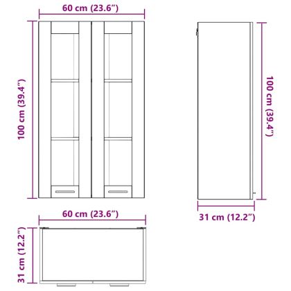 Висящ шкаф със съхранение Бяло 60 x 31 x 100 см Инженерно дърво