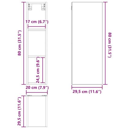Висящ шкаф Бяло 20 x 29,5 x 80 см Инженерно дърво