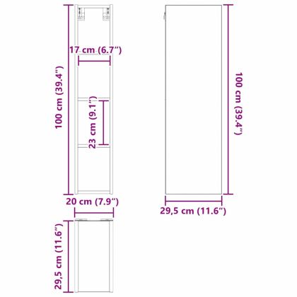 Висящ шкаф Бяло 20 x 29,5 x 100 см Инженерно дърво