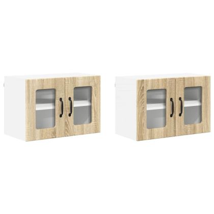 Кухненски шкаф 2 pcs Сонома дъб 60 x 31 x 40 см Инженерно дърво