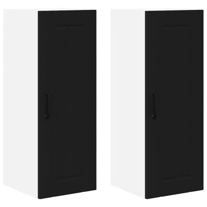 Кухненски шкаф 2 pcs Черно 30 x 31 x 80 см Инженерно дърво