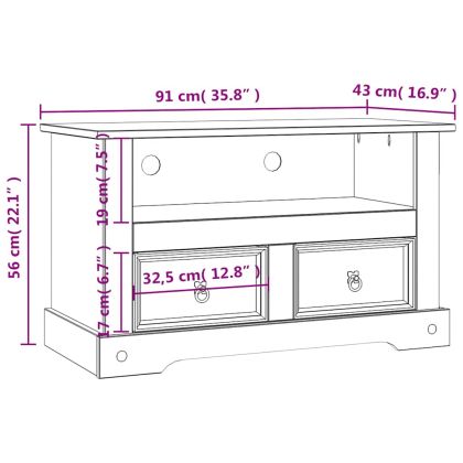 ТВ шкаф, мексикански бор, стил Корона, 91x43x56 cм
