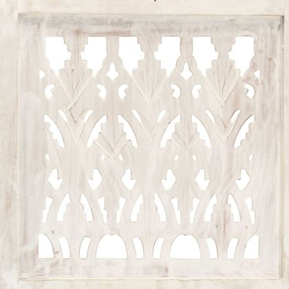Ръчно резбован параван, 3 панела, бял, 120x165 cм, манго масив